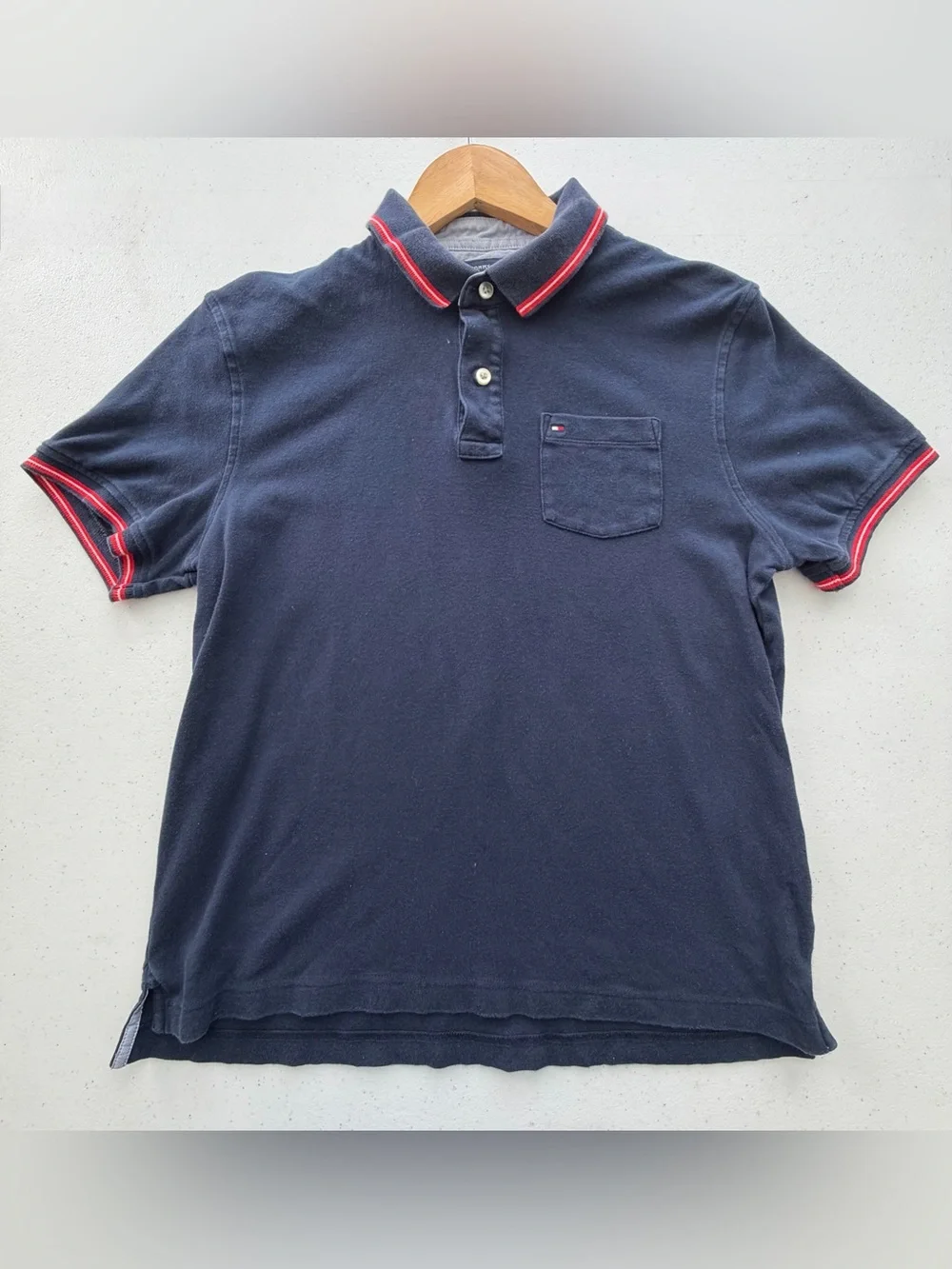 Tommy Hilfiger Navy Polo with Red Contrast Trim